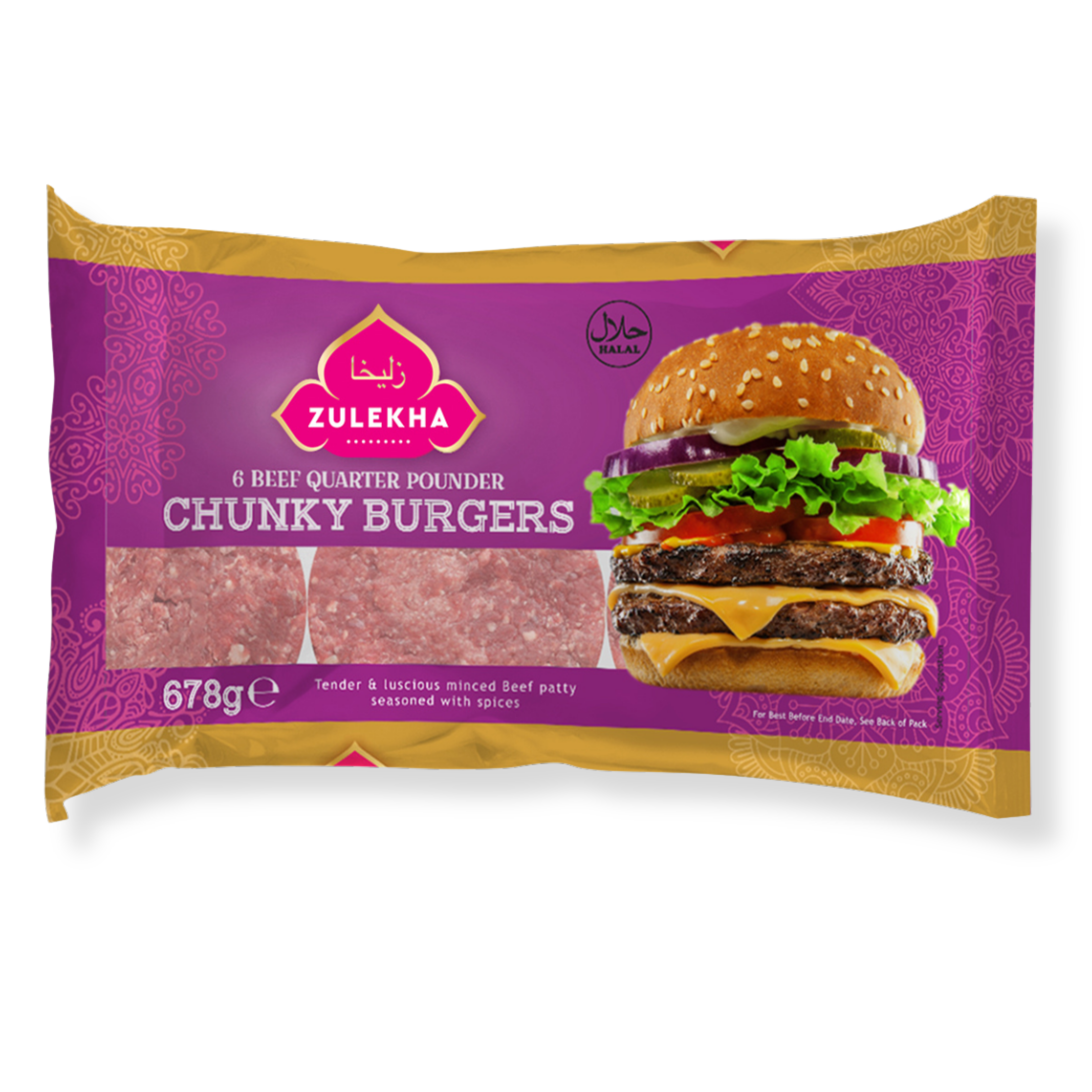 6 Beef Quarter Pounders Burgers 678g