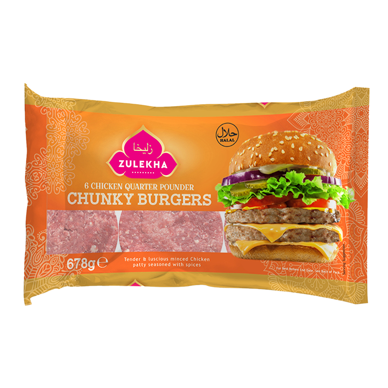 6 Chicken Quarter Pounders  Burgers 678g