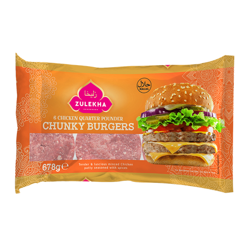 6 Chicken Quarter Pounders  Burgers 678g